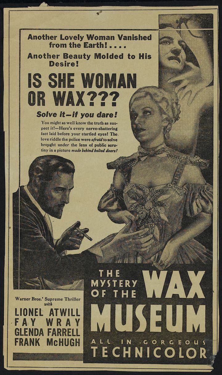 The Mystery Of The Wax Museum (1933) news ad