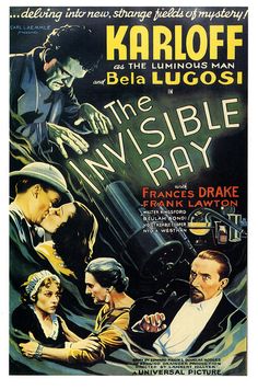 THE INVISIBLE RAY theatrical poster. Karloff Lugosi