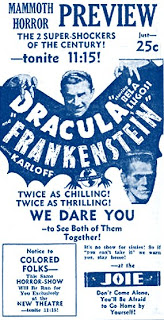 Dracula Frankenstein 1938 theater ad